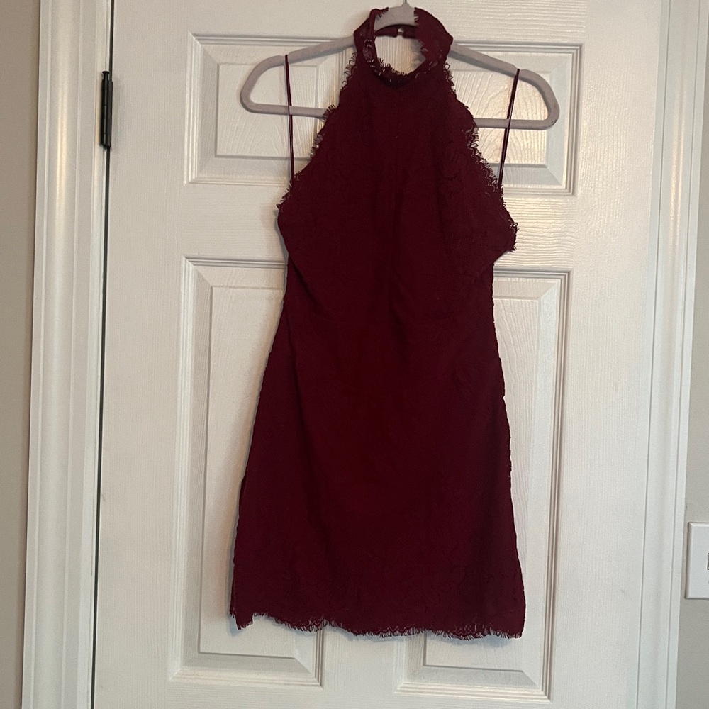 Free People Vibrant Maroon Lace Dress